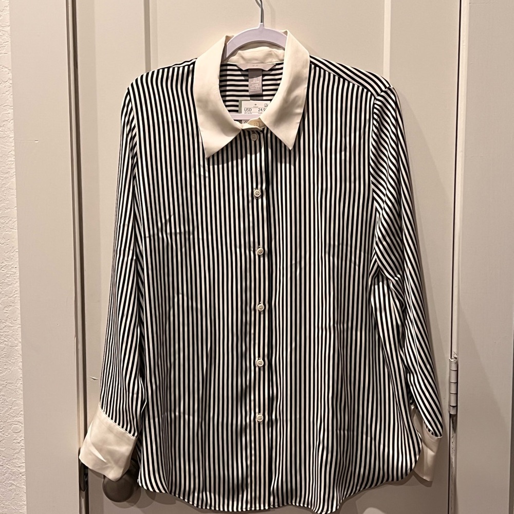 H&M Silk Striped Button-Down Shirt